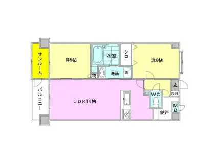 当店のみ取り扱いグリシナプランドール(2LDK/5階)の間取り写真