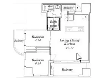 スリーアイランドテラス(2LDK/10階)の間取り写真