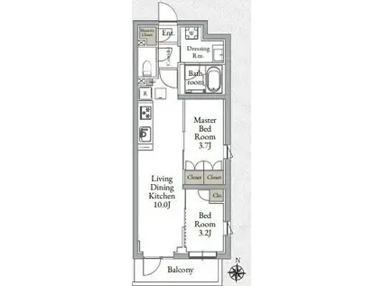 LIVE CASA千鳥町(2LDK/3階)の間取り写真