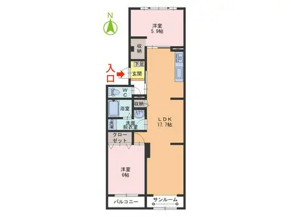 シャルム西方(2LDK/2階)の間取り写真