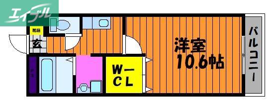 エヴァーワン玉島(1K/1階)の間取り写真