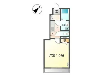 リュシオル(1K/1階)の間取り写真