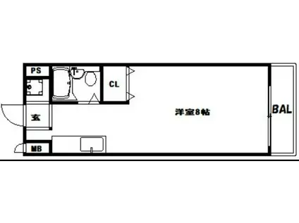 グランベール兵庫(ワンルーム/4階)の間取り写真