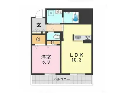 ブルーメ平野西(1LDK/1階)の間取り写真