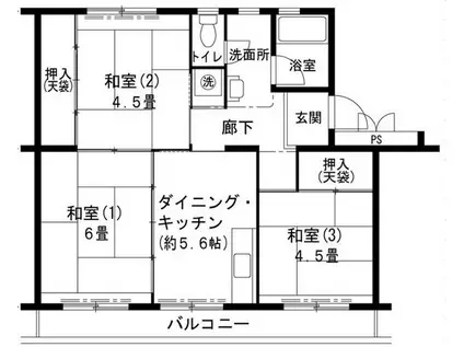 ビレッジハウス志染10号棟(3DK/1階)の間取り写真