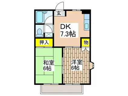 シュトラーセ藤沢A(2DK/2階)の間取り写真