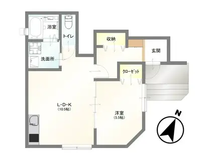 Kヴィスタ(1LDK/1階)の間取り写真