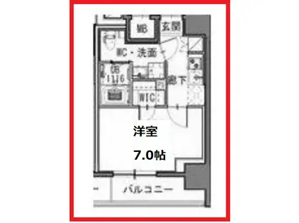 エスレジデンス新御徒町イースト(1K/6階)の間取り写真