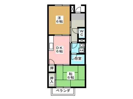 SURPLUS TWO リスンA(2DK/2階)の間取り写真