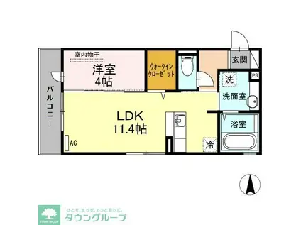 D-ROOM九大駅前(1LDK/1階)の間取り写真