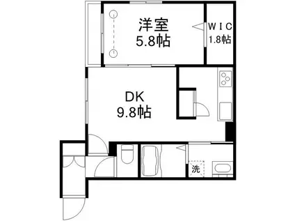トルチェ ノアール(1DK/3階)の間取り写真
