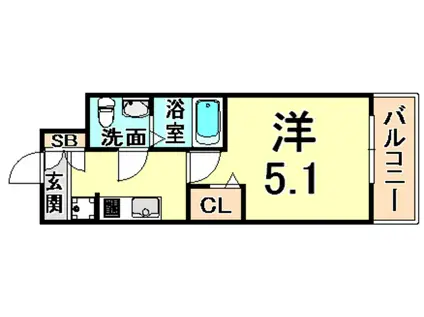 アリビオ立花II(1K/13階)の間取り写真