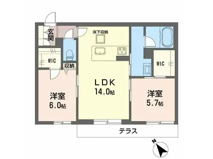 シャーメゾン A.KATSUBE(2LDK/1階)の間取り写真