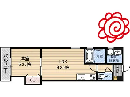 GM HILLS IMAZUKITA B棟(1LDK/1階)の間取り写真