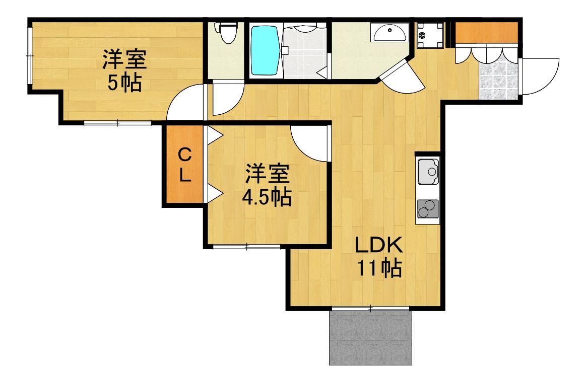 グランドーネ日吉(2LDK/1階)の間取り写真