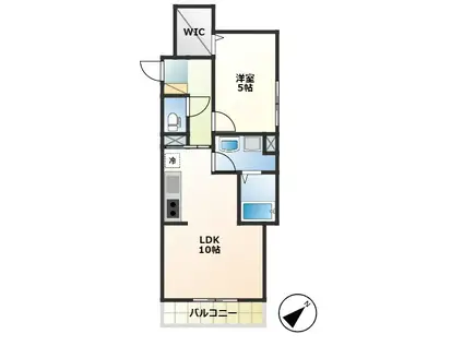 BEAT・ENCHANTE21ベアアンシャンテ21(1LDK/1階)の間取り写真