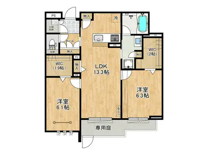 GIRASOLE(2LDK/1階)の間取り写真