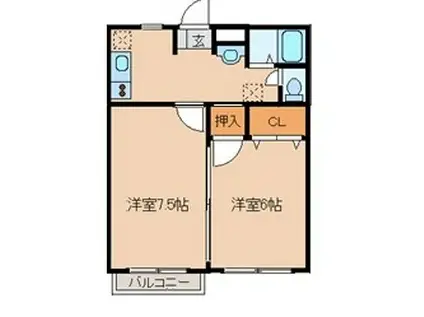 コーポウィーンズC棟(2K/2階)の間取り写真