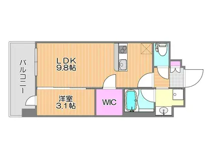 KABAYA GARDEN HAKATA(1LDK/7階)の間取り写真