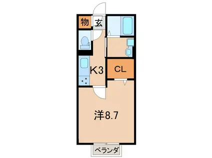 モン・クレール A(1K/2階)の間取り写真