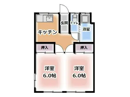 鹿島台ハイツ(2K/1階)の間取り写真