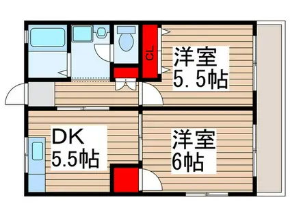 パレス松本B(2DK/2階)の間取り写真