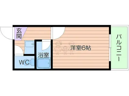 オーキッドコート田辺(1K/3階)の間取り写真