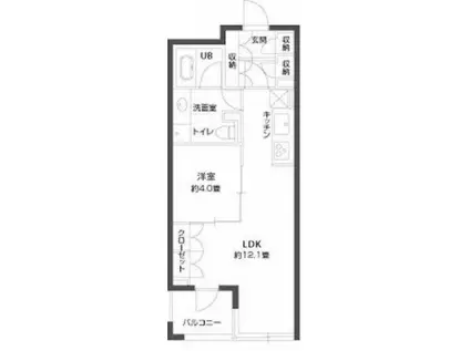 パークキューブ銀座イースト(1LDK/12階)の間取り写真