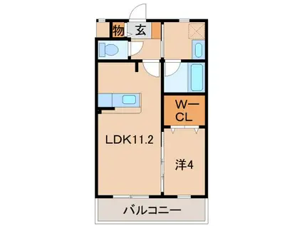 ノース・タツノII(1LDK/1階)の間取り写真