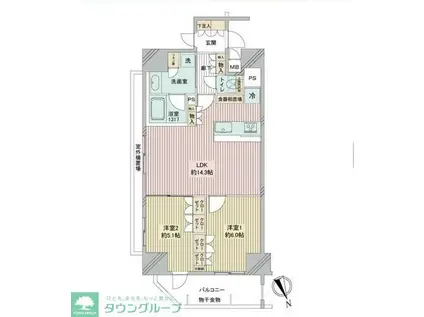 プレシス浅草雷門(2LDK/2階)の間取り写真