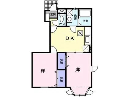 リバーサイドカーサB(2DK/1階)の間取り写真