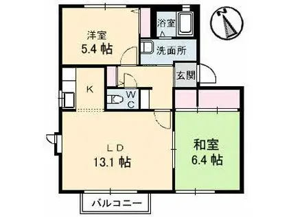 ラフォーレA(2LDK/2階)の間取り写真