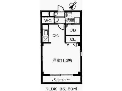 エステート竹の山(1DK/1階)の間取り写真