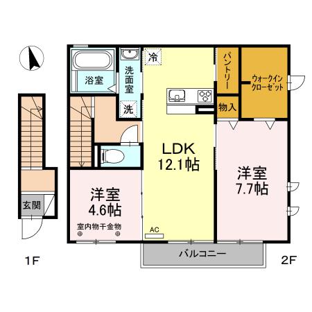 MAISON DE LANGE(2LDK/2階)の間取り写真