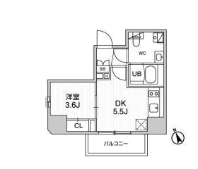 SYFORME江戸川橋(1DK/7階)の間取り写真
