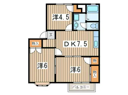 クレストA(3DK/2階)の間取り写真