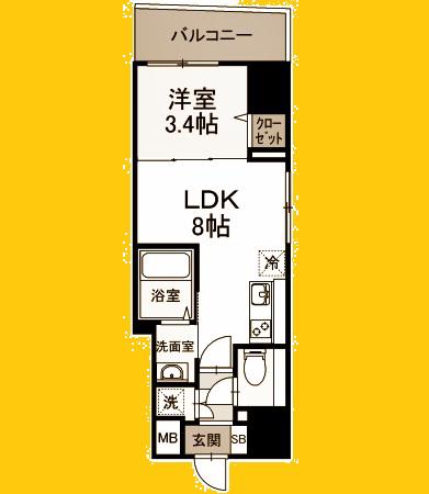 ベイサイドヒルズ関内(1LDK/5階)の間取り写真