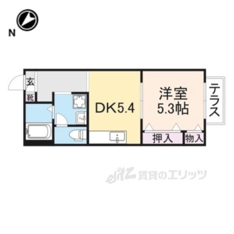 ドミール佐保台(1DK/1階)の間取り写真