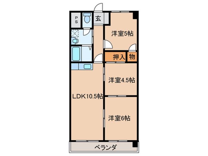 サクセス小田井(3LDK/5階)の間取り写真