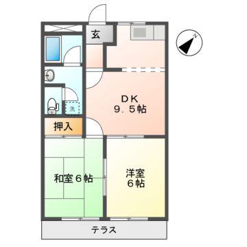 メゾンノーブル(2DK/1階)の間取り写真