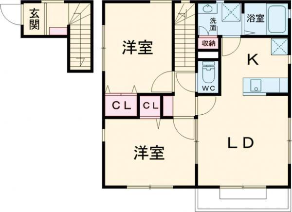 フェリオ常盤 C(2LDK/2階)の間取り写真