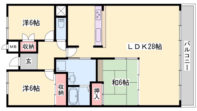ロイヤルステイツ東辻井(3LDK/2階)の間取り写真