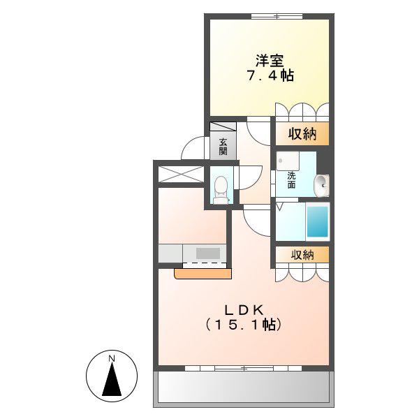 PERSIMMON(1LDK/2階)の間取り写真