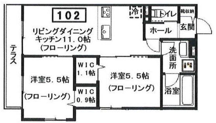 へーベルメゾン宮前2丁目(2LDK/1階)の間取り写真