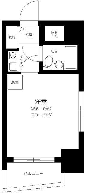 ライオンズマンション三鷹さくら通(1K/6階)の間取り写真