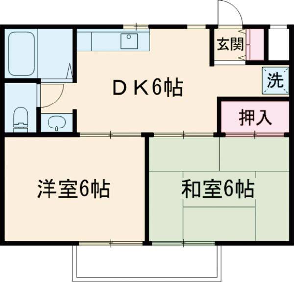 グリーンハイツ赤羽(2DK/2階)の間取り写真