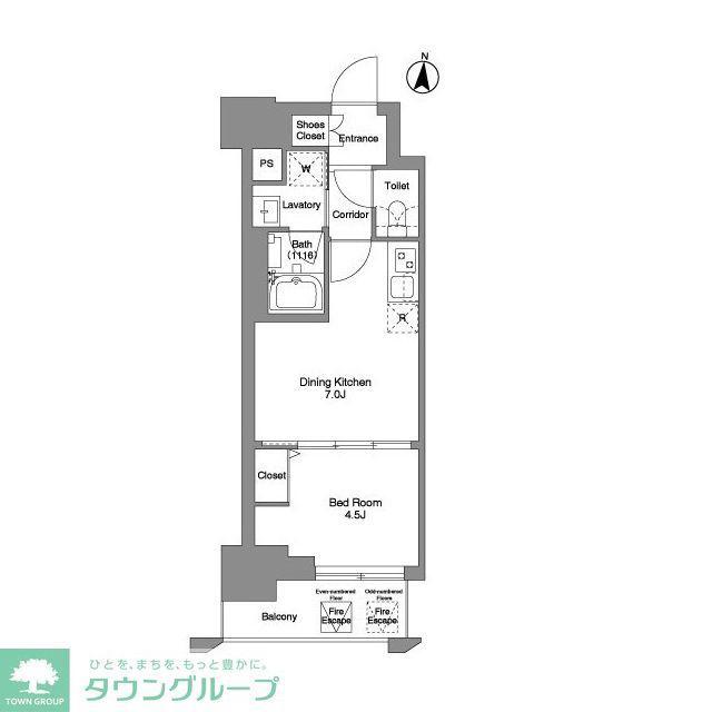 クラリティア綾瀬(1DK/9階)の間取り写真