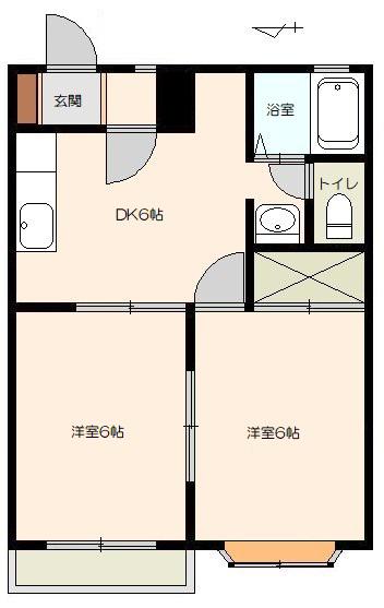 エヴァーグリーンAONO(2DK/1階)の間取り写真