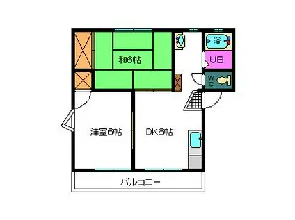 メゾンファイブウィルB(2DK/1階)の間取り写真