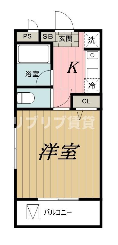 ヒルズオキマンション(1K/2階)の間取り写真